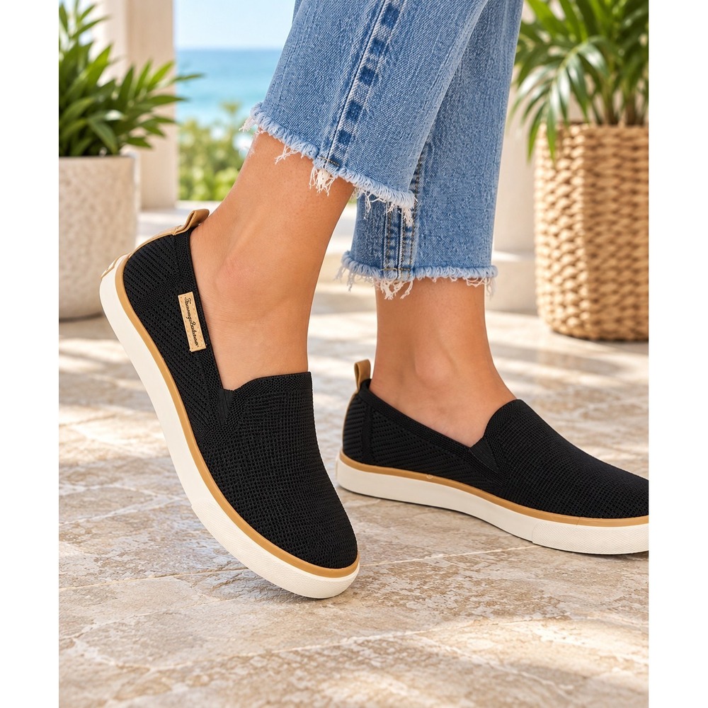 Tommy Bahama Women's 10 Black Knit Slip-On Sneakers NWT TBF23WWL054C